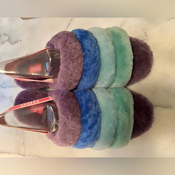 UGG FLUFF YEAH! Purple Combo with back stretch logo Ugg Size 12 Never Worn, NIB - Picture 3 of 10